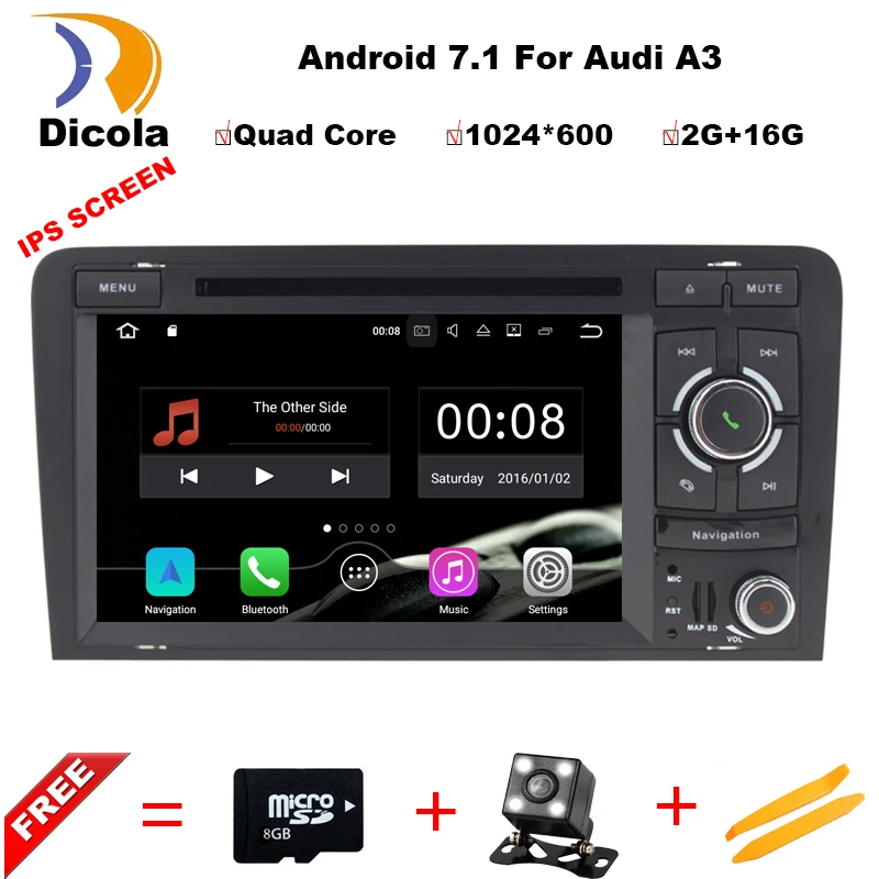 

Quad Core Android 7.1 Car DVD CD player GPS Navigation Autoradio Stereo Navi for Audi A3 S3 2002-2011 car Multimedia system