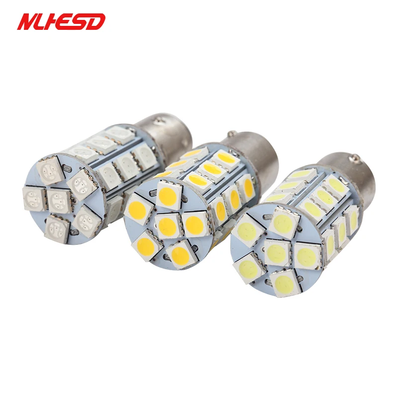 10 шт. 1156 1157 27smd 5050 BA15S BAY15D BAU15S P21W P21/5 Вт светодиодный автомобильный тормоз стояночный Хвост указатель поворота bulb12V белый красный