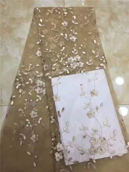 

African 3d Lace Fabric 2019 beads Embroidered Nigerian Lace Fabric Bridal High Quality French Tulle Lace Fabric For Women Dress