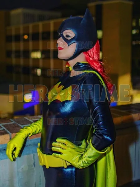 Популярный женский костюм супергероя Бэтгерл Блестящий металлический костюм бэтженщины для косплея для женщин/девочек/леди/женщин