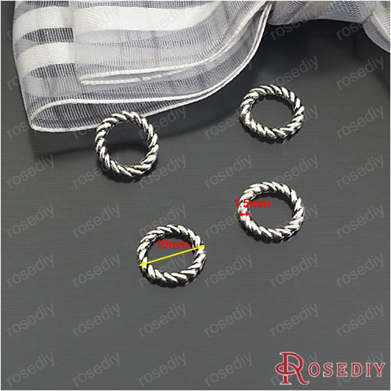 

Wholesale Diameter 10mm Wire Thickness 1.5mm Antique Silver color Twisted Alloy Closed Ring circle DIY Findings 100 pcs(JM2179)