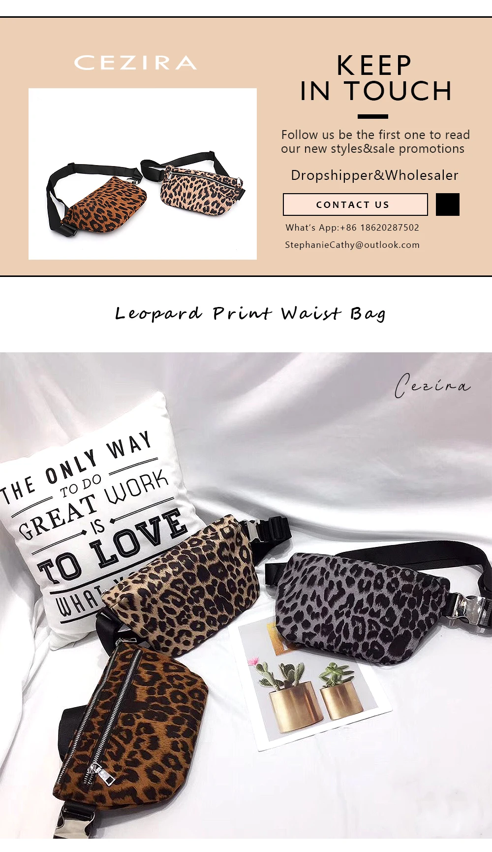 CEZIRA новые женские сумки на ремне с леопардовым принтом, прогулочный кошелек на талию, сумки на молнии для девочек, сумка на грудь