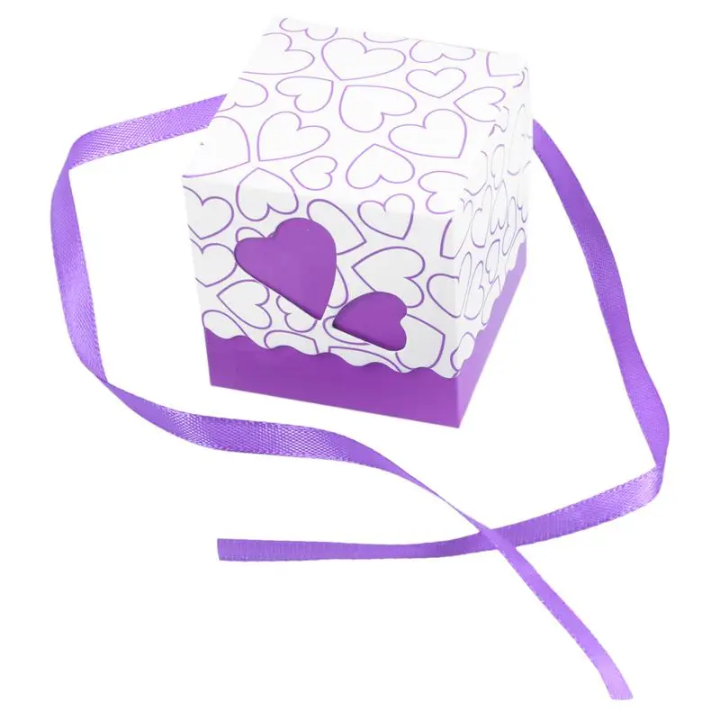 50x Purple Box Sachet Paper Dragees Baptism Wedding Gift