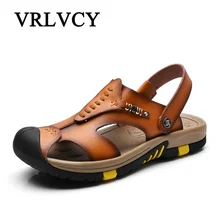 Новые мужские сандалии мягкие удобные кожаные туфли повседневные пляжные сандалии ручной работы baotou