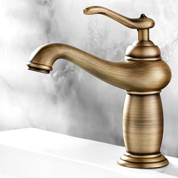 

All copper European antique faucet Wash basin lavatory wash basin under the basin hot and cold brush finish Retro faucet
