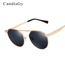 Nueva Ronda Moda Flat top gafas de Sol de Espejo Mujeres Hombres Diseñador de la Marca Señora de la Mujer gafas de Sol UV400 Marco de Metal Pequeño Tamaño