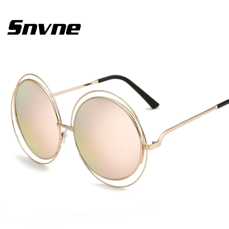 

Snvne Retro Round Women Sunglasses Fashion Brand Designer Vintage Ladies Sun Glasses for Women big frame Oculos De Sol Female