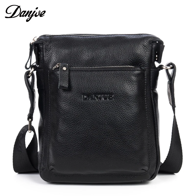 

DANJUE Genuine Leather Men Shoulder bags Man's Crossbody Bag Natural Real Cow Leather Business Men's Flap Messenger Bag