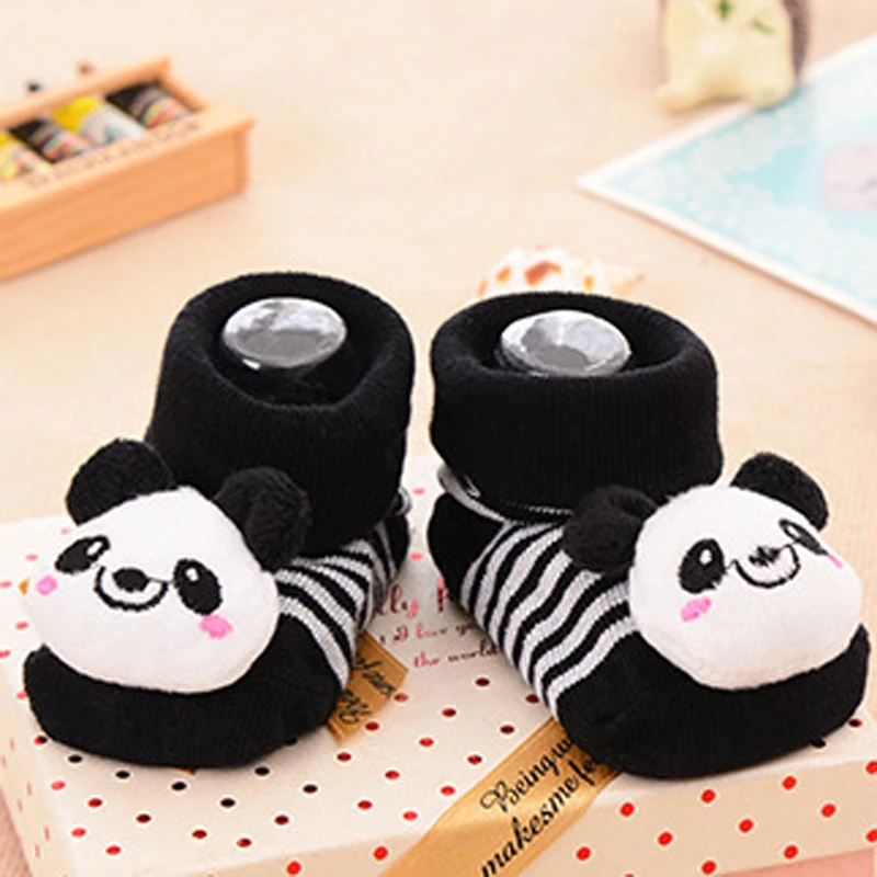 1 пара носков наивысшего качества для новорожденных 0-18 месяцев, зимние носки из хлопка прекрасный узор панда, нескользящие носки