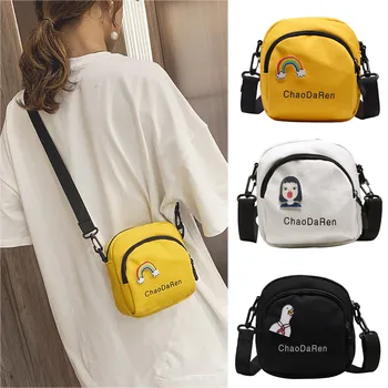 

Women Fashion Cute Canvas Bag Versatile Contrast Color Slanting Rainbow Small Square Flap Bag Bolsa Feminina 2019 Moda Saco 50