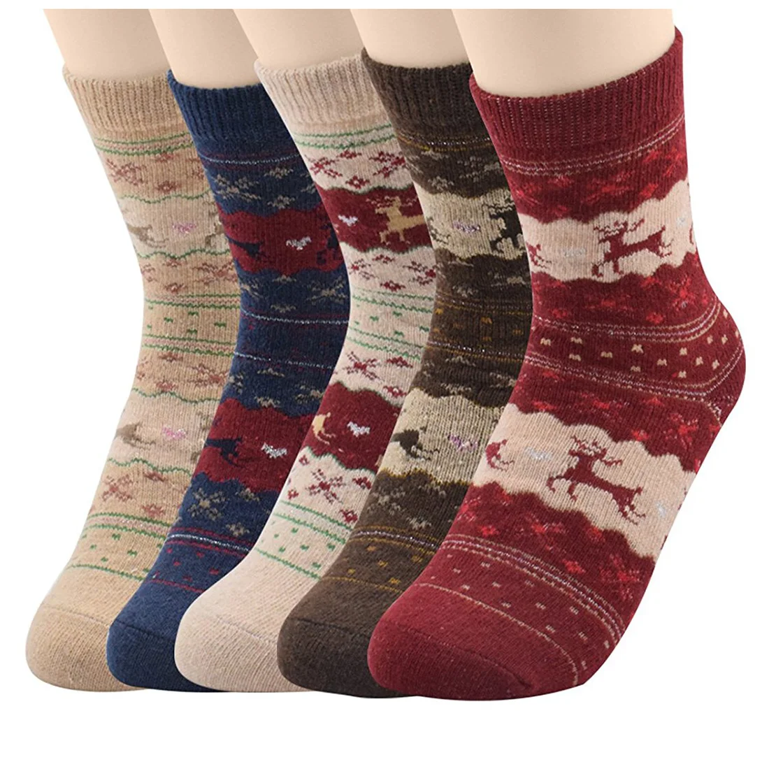 Womens Super Thick Merino Ragg Knit Warm Wool Crew Mid Calf Winter