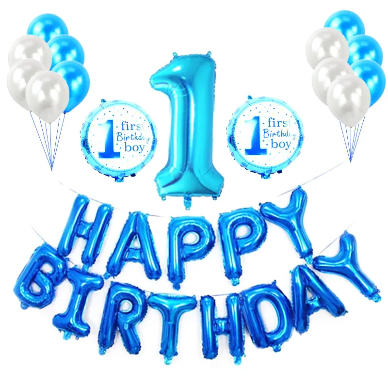 

26pcs/set baby boy birthday balloons number one baloons princess 1/2 birthday decorations kids set ballonnen it is a girl globos