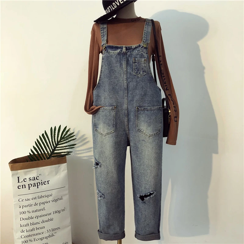 baggy ripped overalls