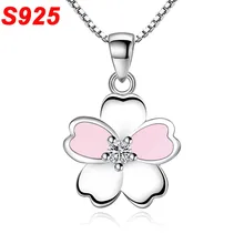 Минимальное изящное ожерелье цветок из стерлингового серебра 925 пробы, милое ожерелье для девочек, детская розовая эмалированная бижутерия, подарок SN003