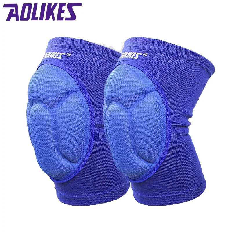 Aolikes 1 زوج سماكة كرة القدم الكرة الطائرة الرياضة المتطرفة منصات الركبة هدفين دعم حماية الدراجات الركبة حامي نيباد