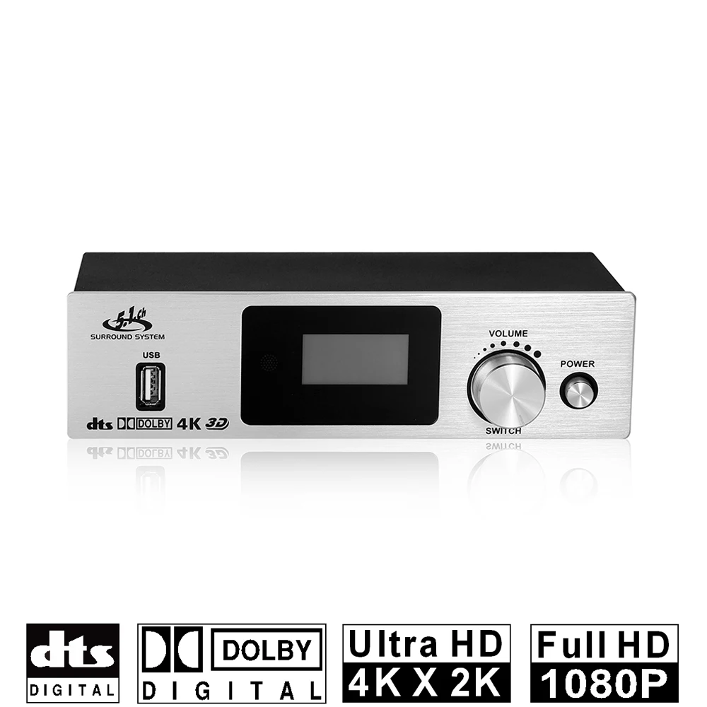 

HDMI Extractor 5.1ch Digital Audio Decoder Converter HDMI Switch 3x1 support 4K@30Hz AC3 Dolby DTS with SPDIF Coxial USB AUX IR