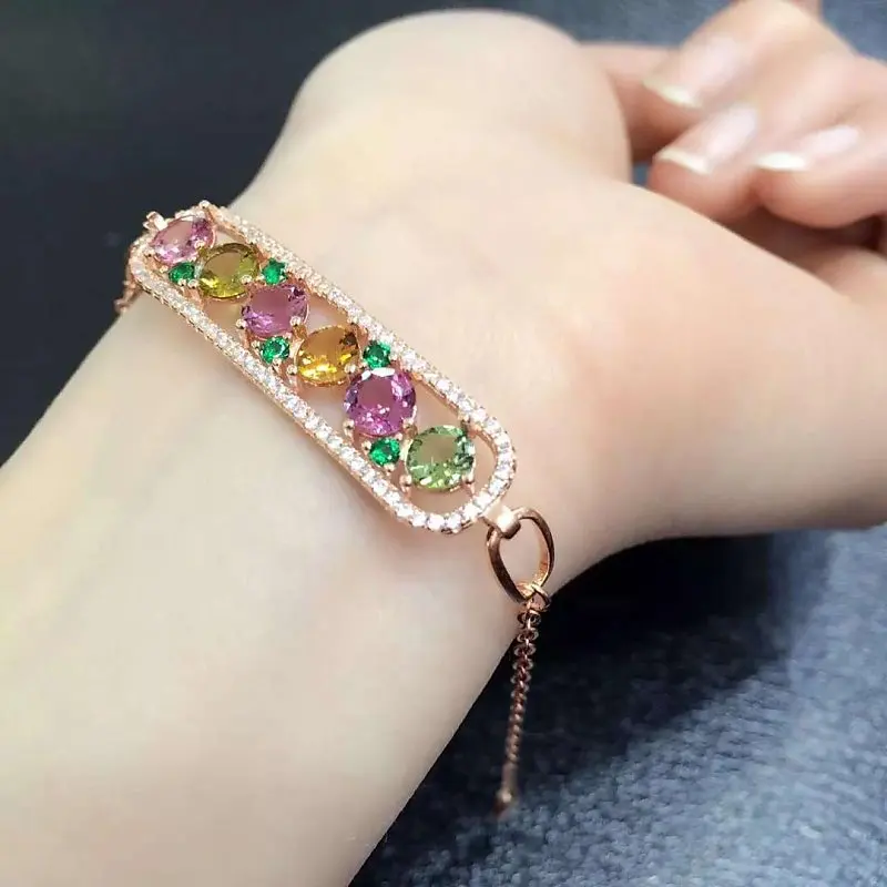 

2017 Sale Qi Xuan_Tourmalin Stone Luxury Bracelets_Rose Gold Color Fashion Tourmaline Bracelets_Manufacturer Directly Sales
