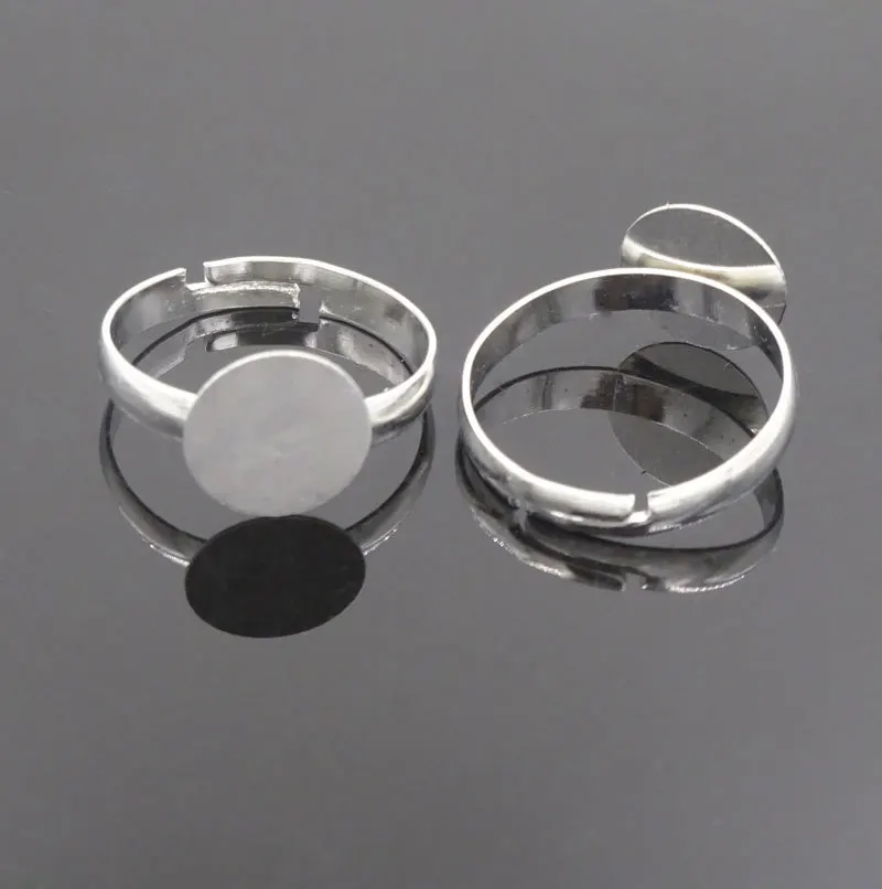 100Pcs Ring Blanks Adjustable Ring Base 10mm Pad For Cabochon Supplies To Make Jewelry Diy Accesorios De Joyeria Rings Settings Jewelry Findings