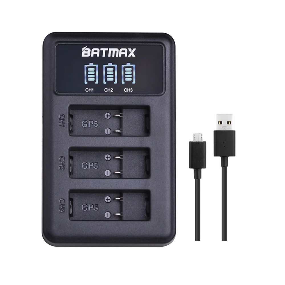 Batmax 3 шт. для Gopro 7 AHDBT-501 батарея+ светодиодный USB 3 слота зарядное устройство с портом type C для Gopro 5 Gopro 6 Gopro8 Экшн-камера