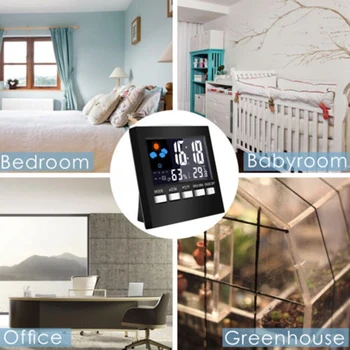 

2019 Useful Household Digital Display Thermometer humidity clock Colorful LCD Alarm Calendar Weather high precision baby room