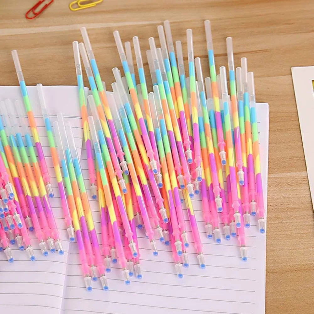 

10Pcs Colorful 6 in 1 Highlighter Gel Pens Refills Student Office Stationery