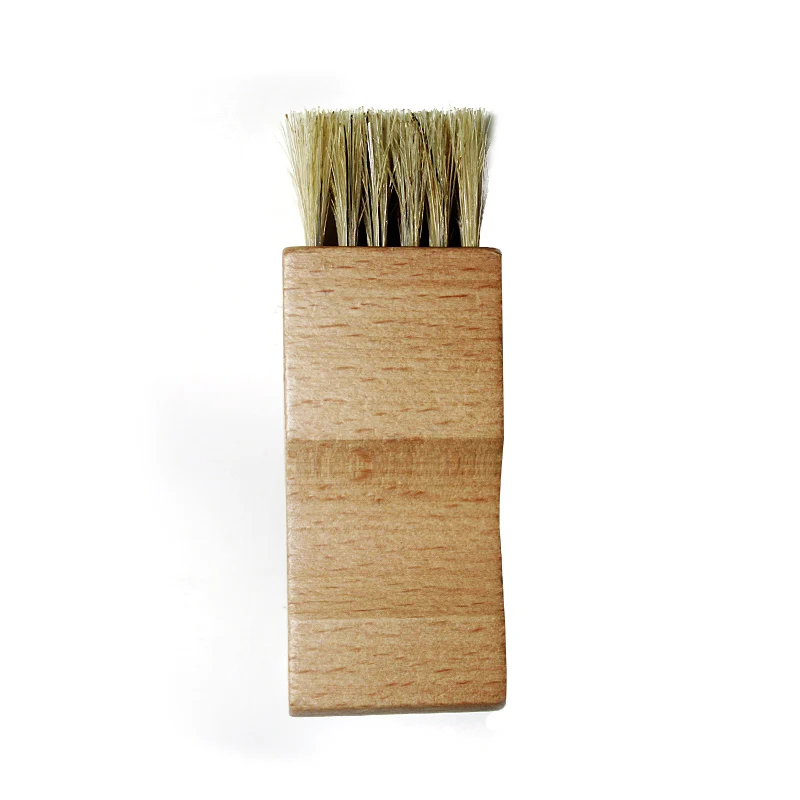1pcs Beech Handle Shoes Shine Brush Polish Pig Bristle Hair Buffing Brush Mini Shoes Oil
