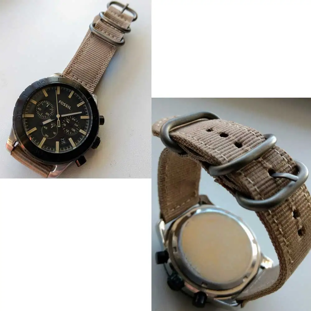18 20 22 24mm Brand Army Sports Nato Fabric Nylon Accessories Bands Belt Buckle for 007 James Bond Watch Strap Black