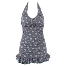 KINGTUT Новое поступление Цельный купальник плюс размер женский купальник-монокини купальник с принтом Сплошной Ретро винтажный купальный костюм