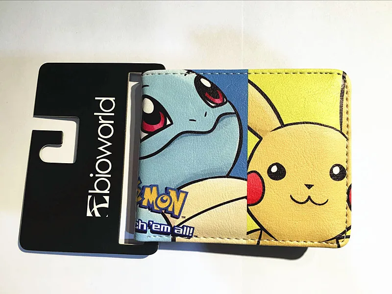 Короткий кошелек с мультяшным принтом Pocket Monster Pokemon Satoshi Pikachu, короткие кошельки, два сложения, кошелек, Детский кошелек, подарок