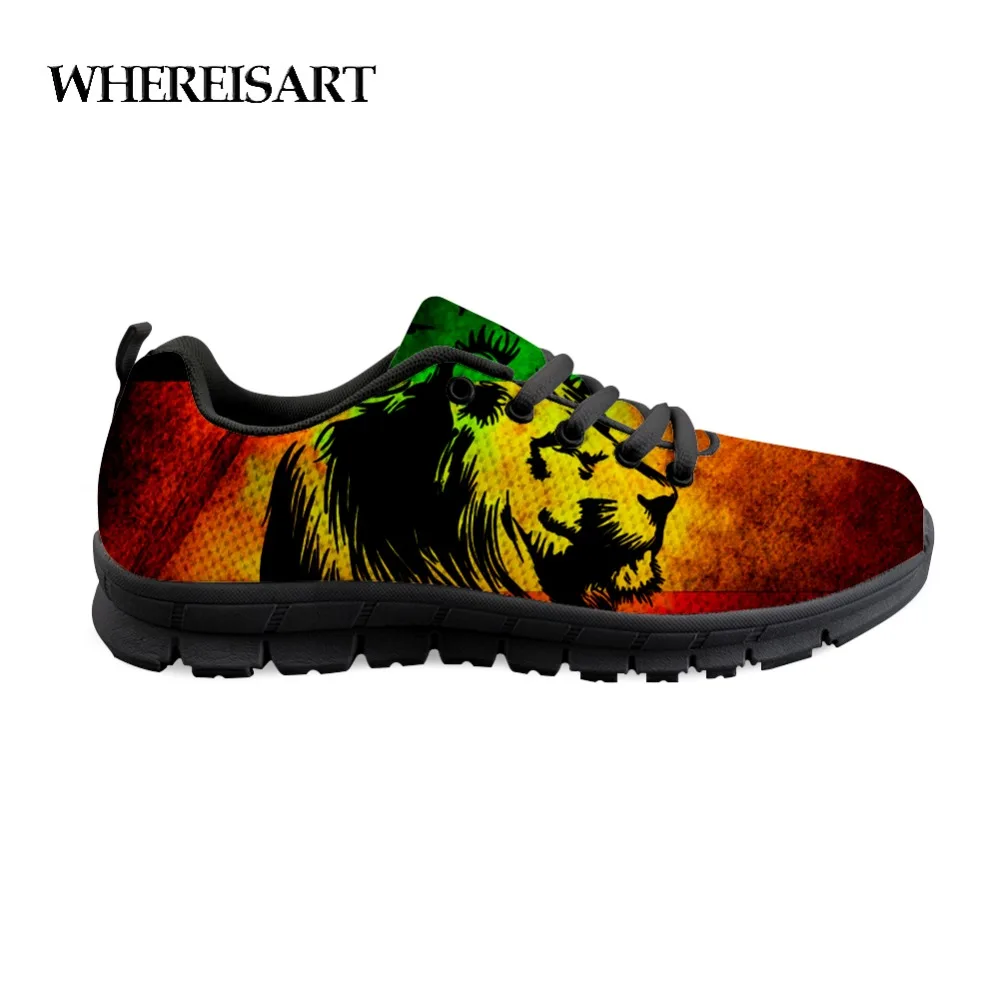 

WHEREISART High Quality Shoes Men Air Mesh Bob Marley Printing Shoes Men Comfortable Flat Shoes Men's Breathable Sneakers Walk