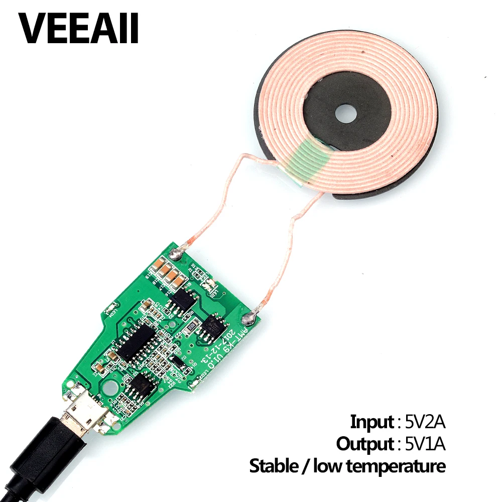 VEEAII Беспроводное зарядное устройство PCBA для iPhone8/X Вход 5V2AQC2. 0 Выход 5v1a DIY