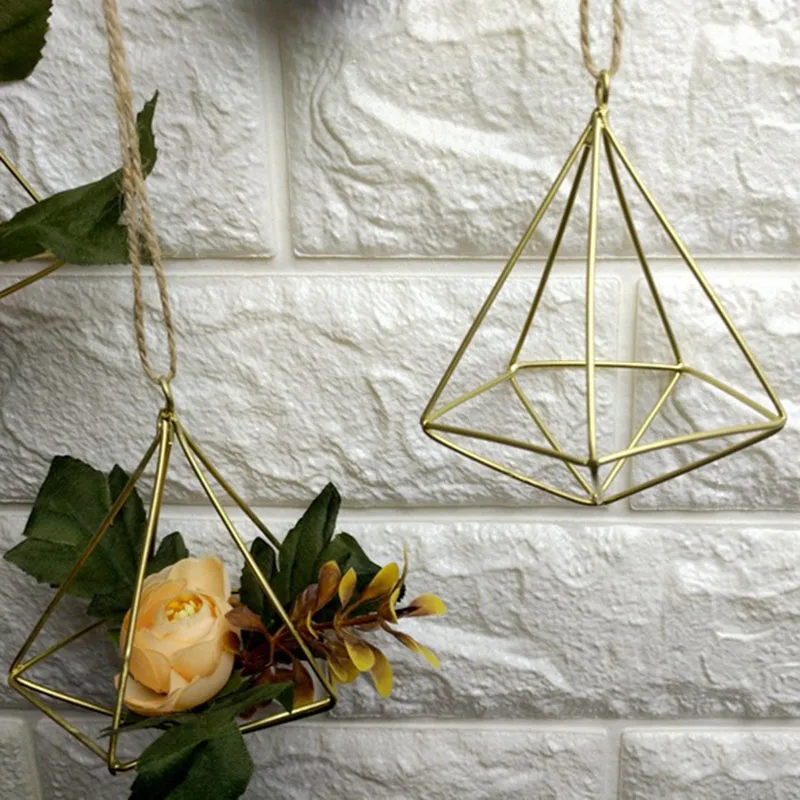 

Metal Potted Plant Stand Iron Art Flower Pot Holder Rack Geometric Diamond Shaped Hanging Decor Dropshipping FAS