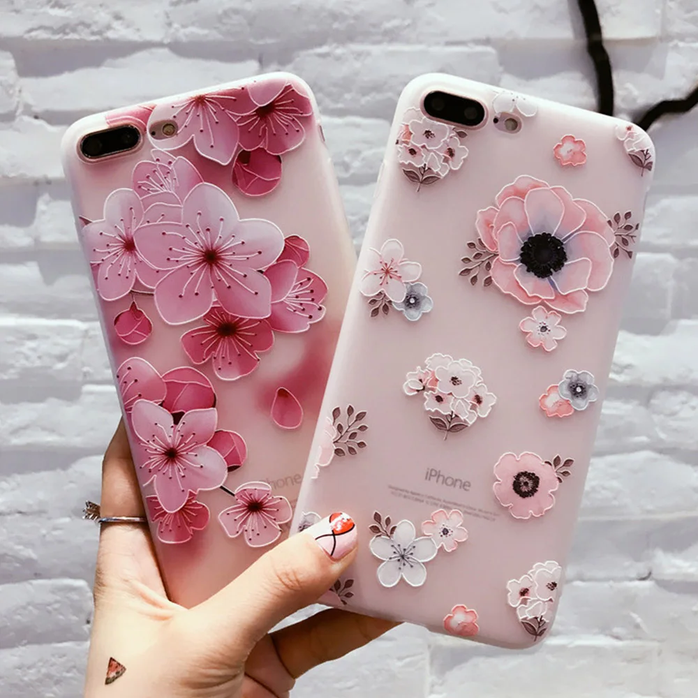 

Flower Pattern Case for IPhone Xr Xs Max X 6 Case Soft Silicone Floral Protect Soft Full Cover for IPhone 7 8 Plus X Phone Cases