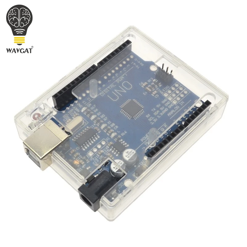 WAVGAT высокое качество один набор UNO R3(CH340G) MEGA328P для Arduino UNO R3+ USB кабель ATMEGA328P-AU макетная плата - Цвет: UNO BOX