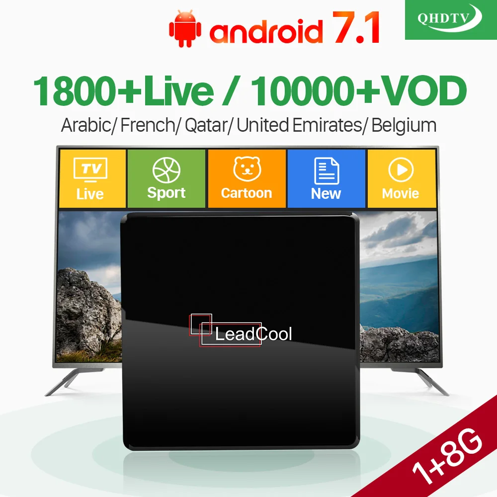 

IPTV Arabic France Belgium Netherlands Leadcool X Android 7.1 1G+8G S905W QHDTV 1 Year Belgium Netherlands IPTV France Arabic