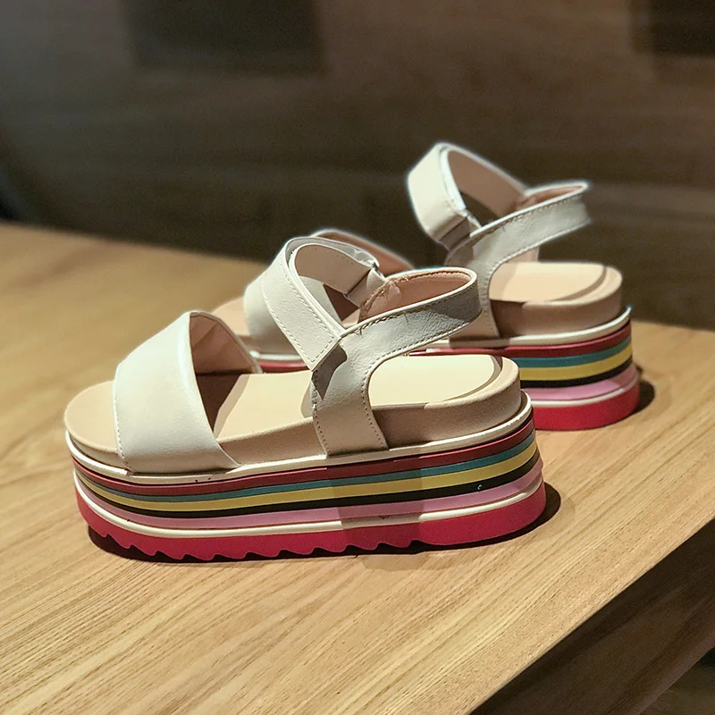 

Gladiator Platform Women's Sandals Fashion Women Chunky Beach Sandal Colored Comfortable Casual Woman Shoes 2019 Summer