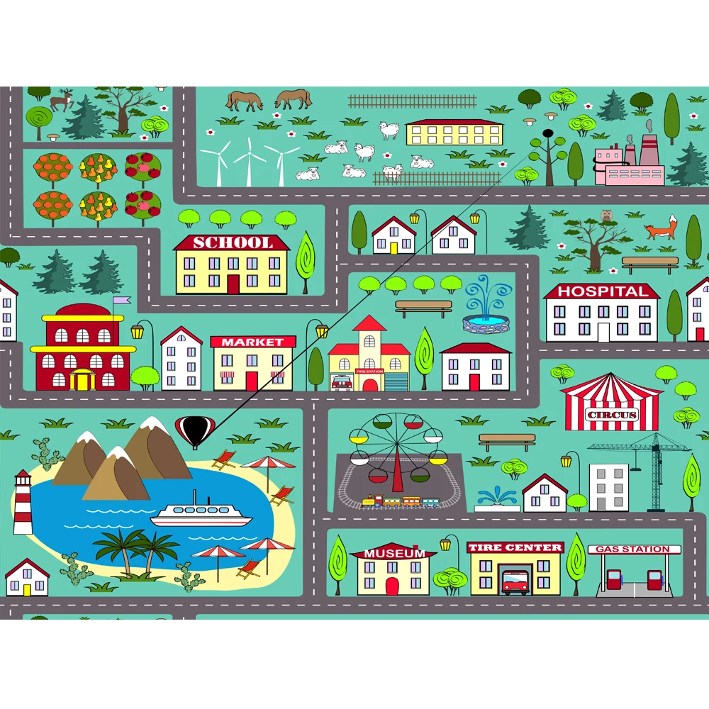 Newest! baby play mat with race track road and build, Flying chess