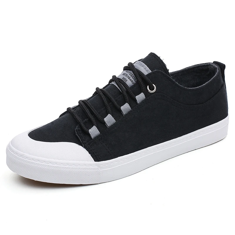 Solid Khaki Black Canvas Shoes Men Sneakers Casual Shoes 2018 New Fashion Men's Flats Lace Up Breathable Leisure Walking Spring