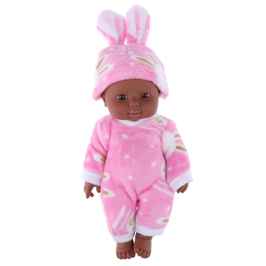 30cm African American Full Body Silicone Soft Vinyl Reborn Doll Full Vinyl Newborn Baby Xmas Gifts Pink for Children