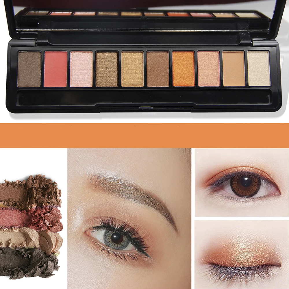 

Hot Sale Glazed 10 Color Nude Shining Eyeshadow Palette Makeup Glitter Pigment Smoky Eye Shadow Pallete Waterproof Cosmetics