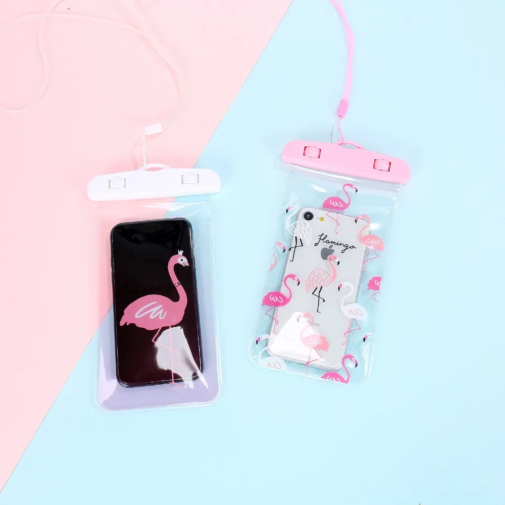 Для женщин кактус Фламинго держатель для карт с шеи веревка девушки сотовый водонепроницаемый телефон Сумки Чехол ПВХ пляж кошелек