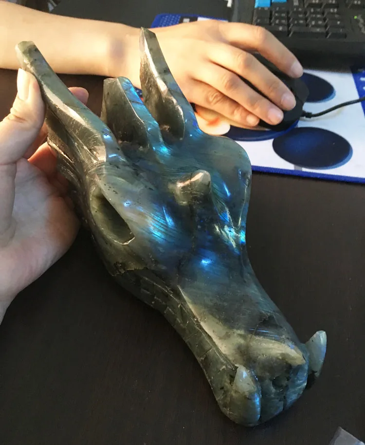 natural Labradorite skull for home decoration (1)