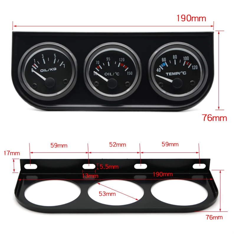 52 мм Температура воды Температура масла Датчик давления масла метр 3 в 1 комплект с датчиком