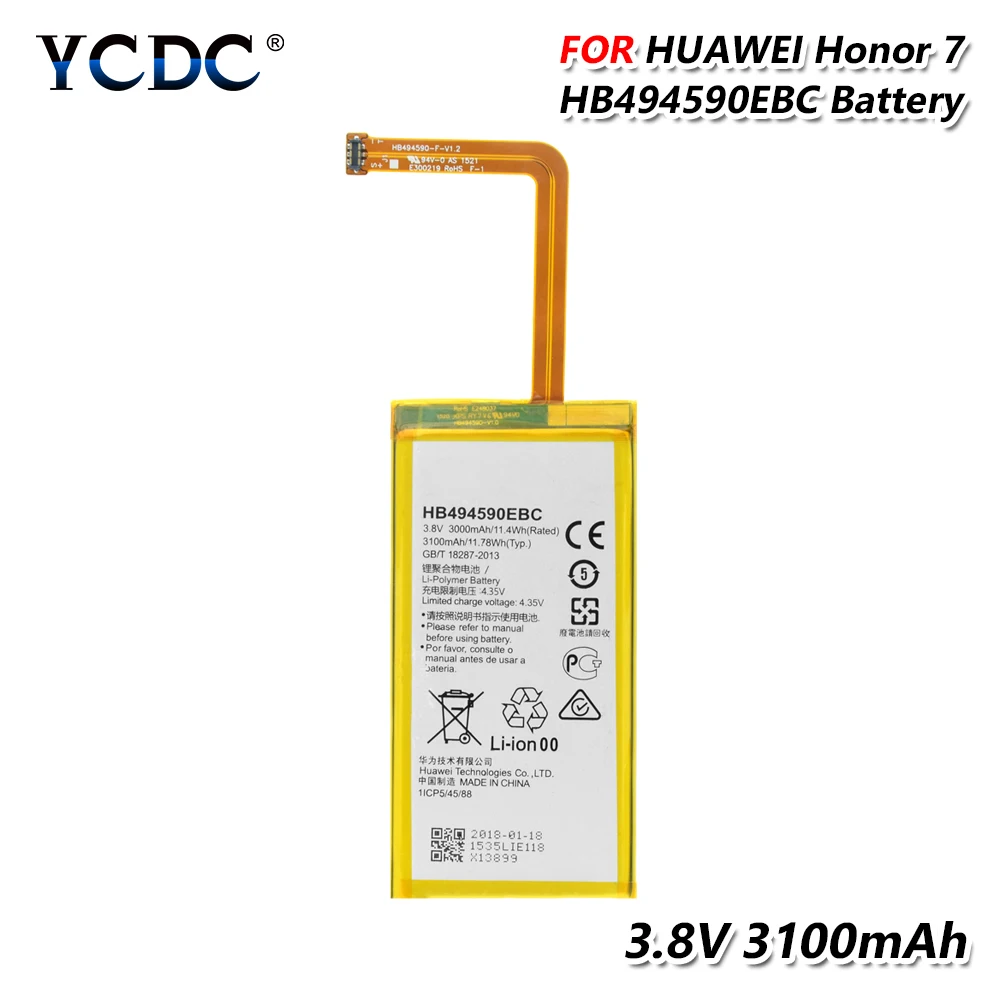 YCDC литий-ионный аккумулятор 3100 мАч для телефона HB494590EBC для huawei Honor 7 PLK-L01/UL00/AL10/TL01H