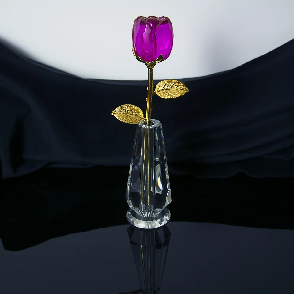 

1pc Fuchsia Forever Crystal Rose Glass Flower for Valentine's Day Birthday Gift to Girlfriends Wife Anniversary