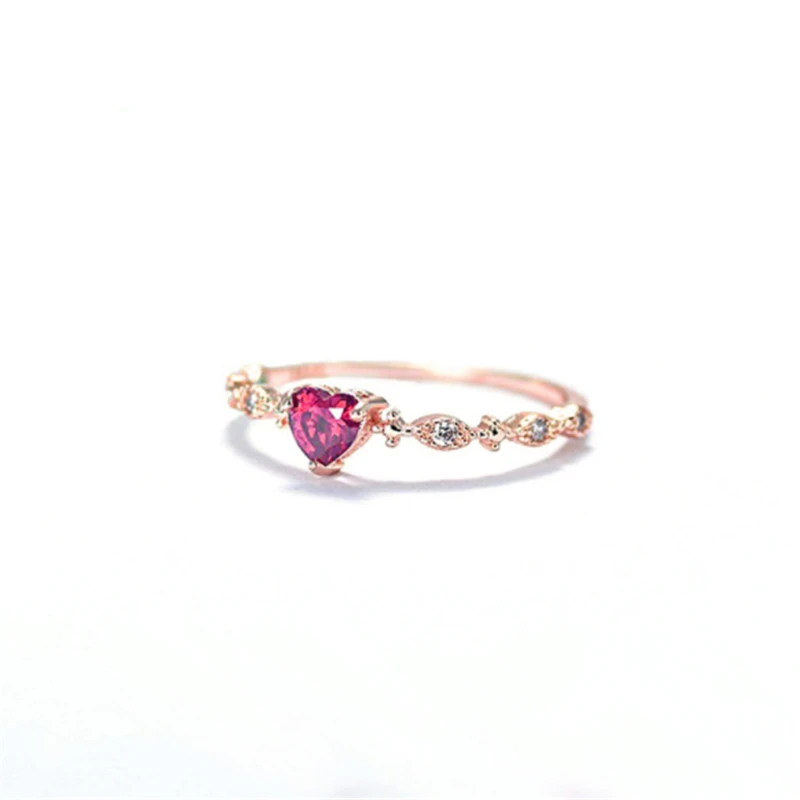 

trendy heart bague rings for women engagement wedding band rings silver rose gold color Natural stone fashion jewelry gifts