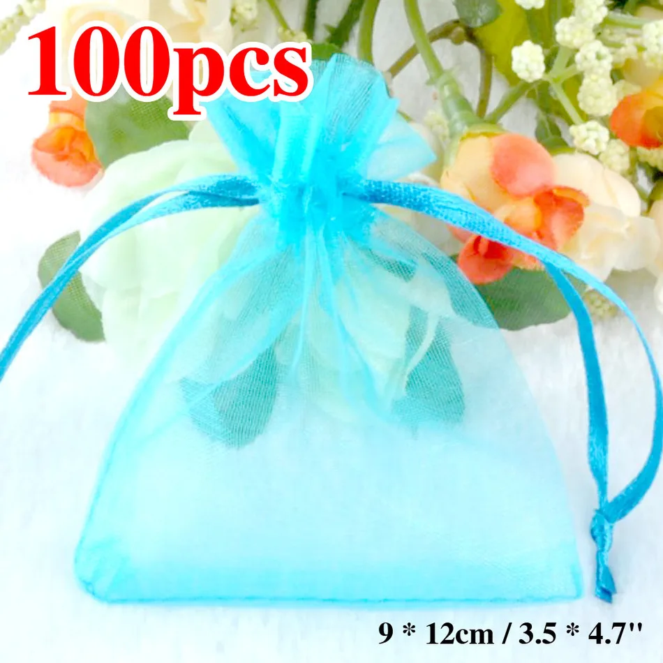 

Sale 100pcs/lot 12*9cm Mariage Souvenir Organza Candy Bags Wedding Gift Bag Jewelry Candy Box Wedding Decoration Supplies