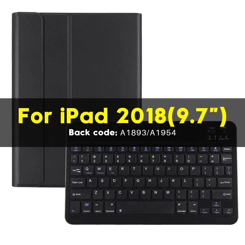 Клавиатура чехол для нового iPad 9,7 дюймов с держатель для карандаша Apple Pencil кожаный магнитный чехол для iPad 9,7 чехол - Цвет: For iPad 2018 BK