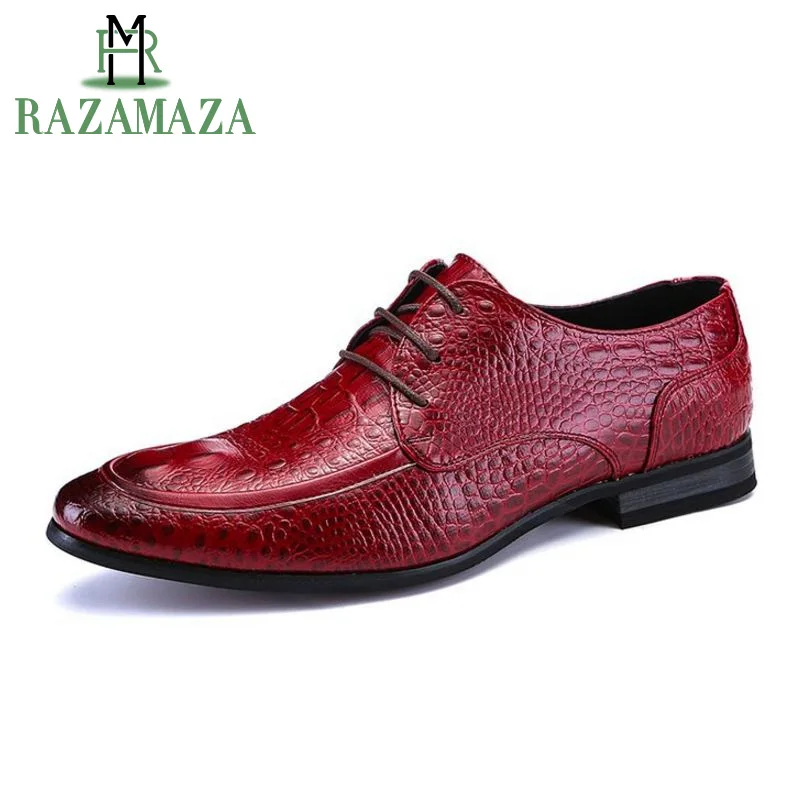 

RAZAMAZA Fashion Men Casual Shoes Crocodile Pattern Solid Color Leisure Shoes Outdoor Club Leisure Male Footwear Size 38-43