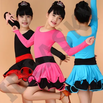 latina ballroom latin dance dresses clothes child lange girls dance costumes for competition salsa samba carnival costumes